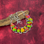 Ammolite kaelakee v&auml;&auml;riskividest ehted, 925 sterlingh&otilde;bedast kaelakee, reguleeritav k&auml;sitsi valmistatud ketiga kaelakee, kingitus naisele Adjustable with 18 inches roosa