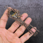 Natural Bumble Bee Jasper Gemstone Copper Wire Wrap Jewelry Pendant 5.12 c3l18