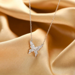 Magus 925 Sterling h&otilde;bedane liblikas kaelakee l&auml;ikiv tsirkoonist ripats naistele elegantne rangluu kett pulma ehted p&uuml;hade kingitus 45cm