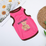 Little Bear Print V&auml;ikeste koerte riided V&auml;ikeste ja keskmise suurusega koerte kutsikate kevadriided &otilde;hukese osaga hingav lemmikloomariided T-s&auml;rk S roosa punane v&auml;rv