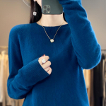 Naiste ka&scaron;miirist sviiter Qinghe ka&scaron;miir 30% ka&scaron;miir 70% vill s&uuml;gis-talvine ka&scaron;miir pullover pehme ja soe XXL catalina sinine v&auml;rv