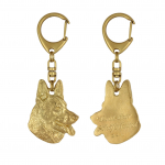 German Shepherd Dog, Alsatian Wolf Dog - Gilded key ring with dog in gift box, handbag decoration, luxury accessory by Art-Dog brand