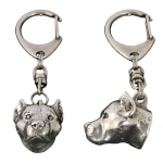 American Staffordshire Terrier, Amstaff - Silver-plated key ring with a dog in a gift box, handbag decoration, backpack pendant by Art-Dog brand