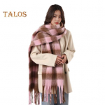 Naiste ruuduline sall Turske &uuml;lem&otilde;&otilde;duline talvesall tutim&auml;his Retro kirjanduslikus stiilis soe lai sall naistele kingitused roosa