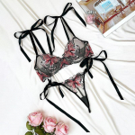 Daami 2-osaline pesu Elegantne Bowknot l&auml;bin&auml;gemine Seksikas liblikas rinnahoidja alusp&uuml;ksid armas t&uuml;druku intiimpesu komplekt S