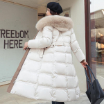 Winter Down Cotton Parkas Jacket Naiste karusnahast polsterdatud jope M