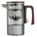 520/720/900 ml klaasist teekann infuseriga Puidust k&auml;epidemega kuumakindel, tilkumisvaba tila, vee eraldav teekann, kergesti puhastatav k&uuml;lma teekann M must