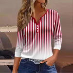 Naiste moodne vabaaja kolmeveerandvarrukatega n&ouml;&ouml;biga triibuline gradienttr&uuml;kiga tr&uuml;kitud &uuml;markaelus XXL