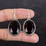 Tahuline Mosambiigi Granaat K&otilde;rvar&otilde;ngas 925 Sterling H&otilde;be K&otilde;rvar&otilde;ngad K&auml;sitsi Valmistatud Ehtsad V&auml;&auml;riskiviehted V&auml;ga Ilusad Vintage K&otilde;rvar&otilde;ngad Kingitused Emale