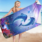 28 &times; 59 tolline rannar&auml;tik Marine Animal Dolphin seeria mikrokiust kahepoolne sametest rannar&auml;tik ujumisvannir&auml;tik One Size