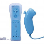 LADUU Bleu T&eacute;l&eacute;commande sans fil Wiimote + poignet + &eacute;tui en silicone pour Nintendo Wii WiiU OL