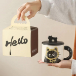 2024. aasta uus loominguline isiksus, kaanega kassikruus, suveniir kingitus joogiveetass Armas keraamiline kohvitass kontoritassi kinkepidu 360ML