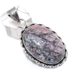 Silver Leaf Jasper Gemstone 925 Sterling Silver Jewelry Pendant 2.05 h4q55