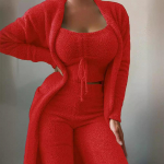 Naiste fliis, 3 tk. Teddy salongir&otilde;ivad, spagetid rihmaga, laiad pikad p&uuml;ksid, udune kimono, hubane pidžaamakomplekt, naiste p&uuml;kste &uuml;likond L