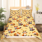 Armas punane panda tekikott king size, roosa armastuse t&auml;htede voodipesukomplekt kawaii multika loomad tekkekate t&uuml;drukulik magus tekkekate 140x200cm 3pcs