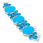 Arizona Turquoise Gemstone Handmade 925 Sterling Silver Bracelet 7-8 e2k44