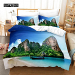 Ookeani tekikottide komplekt Suvine rannakaunistus Hawaii puhkuse stiilis voodipesukomplekt Palm Tree Tropical Nature Sea Pol&uuml;ester tekikate EU single(135x200cm)