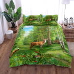 Roheline Hirvek&uuml;ttide Metsa Maalitud Tekikoti Komplekt King Queen Double Full Twin Single Suuruses Voodipesu Komplekt 135x200cm