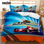 V&otilde;idus&otilde;idu tekikott Dirt Bike Twin Size Race Car Competition Extreme Sports Lohukate meeste auto pol&uuml;ester Qulit kate EU single(135x200cm)