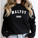 Malfoy 1980 Crewneck dressipluus Draco Malfoy dressipluus Graafiline kapuuts Naiste l&uuml;hikeste varrukatega dressipluusid T&auml;navar&otilde;ivad Pullover S must