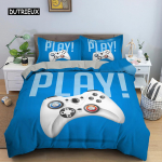 3D-prinditud voodipesukomplekt Unisex T&auml;iskasvanud Teismelised M&auml;ngukuninganna Kuningas &Uuml;hekohaline tekikott koos padjap&uuml;&uuml;ri ja voodipesuga EU single(135x200cm)