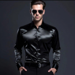 Meeste satiin luksuslikud kleit-s&auml;rgid Mood Smooth Meeste Tuxedo S&auml;rk Soliidne Pulmapidu Prom &ouml;&ouml;klubide s&auml;rk XXL must