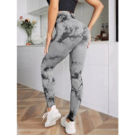 Siledate k&otilde;rge v&ouml;&ouml;kohaga retuusid Naistele Tie Dye retuusid Fitness Spordiks Jooksuks Joogap&uuml;ksid Puusa t&otilde;stvad Elastse kootud sukkp&uuml;ksid S helehall v&auml;rv