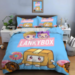 Uued 3D-prindiga anime Lankybox voodipesukomplektid tekikotikomplektiga ja padjap&uuml;&uuml;riga, &uuml;hekohaline, kahekohaline, queen-size, king-size voodipesu, kodutekstiilid EU Twin 135x200cm