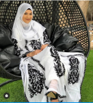 Pulmakleit Maroko Georgette Farasha Ramzan Abaya Dubai Kaftan Valge Fance FREE SIZE must/valge