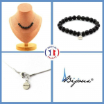 Pierres et Min&eacute;raux. Parure bijoux Bracelet Collier 10 Perles Obsidienne noire 8 mm. Chaine Taille personnalisable.
