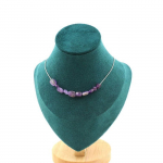 Pierres et Min&eacute;raux. Collier 10 perles Am&eacute;thyste du Br&eacute;sil. Chaine en acier inoxydable Collier femmes, hommes. Taille personnalisab