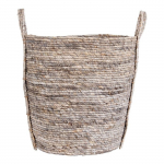 Panier - Udine - Rond - Gris - 41x41x49 cm - Fibre naturelle hall
