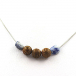 Collier - A Bijoux - Jaspe bleu d'Afrique du Sud - Perles bois 8 mm - Acier inoxydable - Longueur au choix