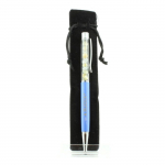 Pierres et Min&eacute;raux. Stylo min&eacute;raux Topaze du Br&eacute;sil. Couleur Bleu.