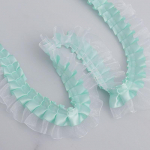 Elegantne 4cm kahekordse voldiga pol&uuml;ester l&auml;bikumav &scaron;ifoonpits r&otilde;ivaaksessuaarid seeliku &auml;&auml;r mansetid k&auml;sitsi valmistatud DIY seeliku tugi pits k&auml;sit&ouml;&ouml; tegemine paelad 2.5cm*10 Yards