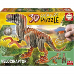 Puzzle 3D - EDUCA - Velociraptor - Dessins anim&eacute;s et BD - Moins de 100 pi&egrave;ces - Orange mitmev&auml;rviline