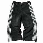 Y2K Kottp&uuml;ksid K&otilde;rge Kvaliteediga Tikitud Triibulised Harajuku Dressip&uuml;ksid Meestele Naistele Hip Hop T&auml;navar&otilde;ivad Vabaaja Laiade S&auml;&auml;ristega Denim P&uuml;ksid S must