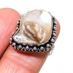 Biwa Pearl Handmade 925 Sterling Silver Jewelry Ring Size 6.5 o9t38