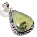 Natural Moss Prehnite Gemstone 925 Sterling Silver Jewelry Pendant 2.56 o2a10