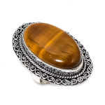 Natural Tiger Eye Gemstone Handmade 925 Sterling Silver Jewelry Ring Size 9 m2e87