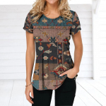 Retro naiste T-s&auml;rk Ruudulise tr&uuml;kiga T-s&auml;rgid Patchwork Riided O kaelusega L&uuml;hikeste varrukatega pluus Suurem&otilde;&otilde;tmelised naiste topid Naiste Harajuku s&auml;rk S