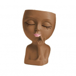 N&auml;o istutuspott drenaažiauguga vaiguga 3D naiste pea kujukeste lillepott siseruumides &otilde;uetaimede konteiner Avaleht pruun