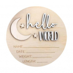 Tere maailm Vasts&uuml;ndinu m&auml;rk Kuu t&auml;hed Disain puidust s&uuml;nnikuulutuste tahvel Beebi nimetahvel vasts&uuml;ndinu tervitusm&auml;rk lasteaia sisekujunduseks Baby Shower King