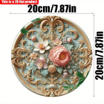 2D Lame 20*20cm1tk pastoraalne Ilus&elegantne pojengiteemaline &Uuml;mmargune Kunstplakett, vintage roosa lilleline disain Dekoratiivtaldrik Ideaalne Kohvikusse&aknale&Aeda 20*20cm