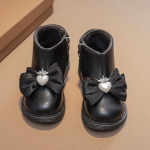 2024 S&uuml;gis/Talv Uued Printsessi T&uuml;drukute Saapad Sametist L&uuml;hikeste Varrukatega Mugavuse jaoks Soojad Laste Kingad Stiilsed Elegantsed V&ouml;&ouml;ri T&uuml;drukute Tossud 27insole16.7cm must