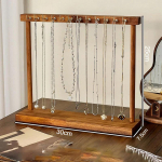 Ehete organiseerija vitriin t&auml;ispuidust kaelakee rippuv t&ouml;&ouml;lauale ripp kettide jaoks K&otilde;rvar&otilde;ngad k&auml;ev&otilde;rud vitriin hoiurest 12hooks