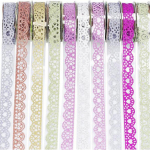 10 rulli mustriga isekleepuv pitslint Glitter Bling v&auml;rviline &otilde;&otilde;nes kleebis isetegemiseks scrapbooking