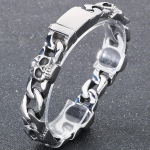 Punk Gooti Meeste K&auml;ev&otilde;rud Koljupeaga Curb Kuuba Kett Meeste K&auml;ev&otilde;ru Meestele Roostevabast Terasest Skeleti Ehted Aksessuaar 22CM h&otilde;be