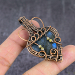 Labradorite Handmade Copper Wire Wrap Jewelry Pendant 2.36 u1d21