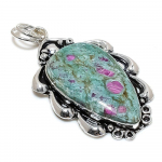 Ruby in Fuchsite Gemstone Ethnic 925 Silver Gift Pendant 2.64 A4R75